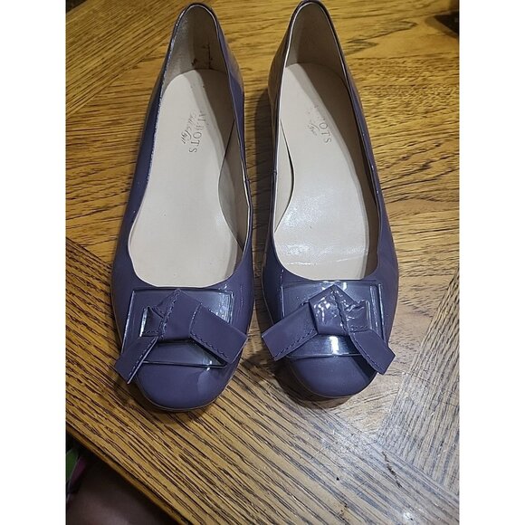 Talbots Flats 8.5B Lilac Patten Leather Bows Pre-owned - Picture 1 of 8